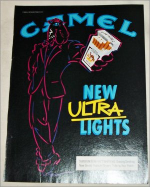 1990 Camel Ultra Lights Joe Camel Cigarette ad