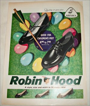 1959 Brown Robin Hood Shoes Easter ad