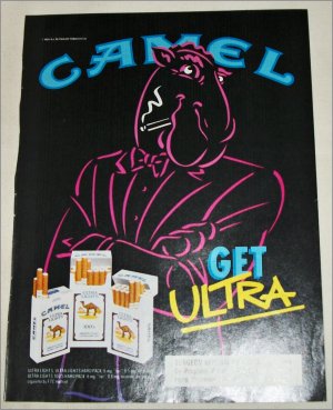 1991 Camel Ultra Lights Joe Camel Cigarette ad
