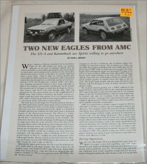 1981 American Motors Eagle SX4 & Kammback drive report