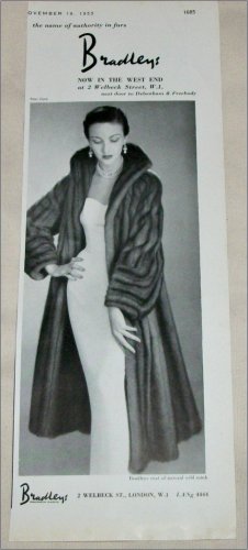1953 Bradleys Wild Mink Coat ad from the UK
