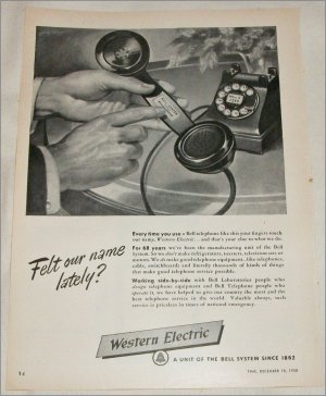 1950 Western Electric Felt Our Name ad