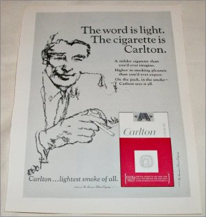 1965 Carlton Cigarette The Word Is Light ad #1