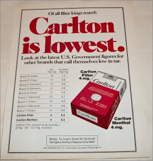 1975 Carlton Cigarette ad