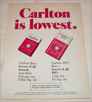 1980 Carlton Cigarette ad