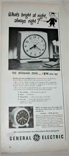 1949 GE Morning Star Alarm Clock ad