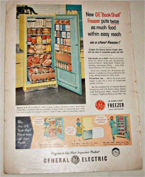 1956 GE Bookshelf Freezer ad