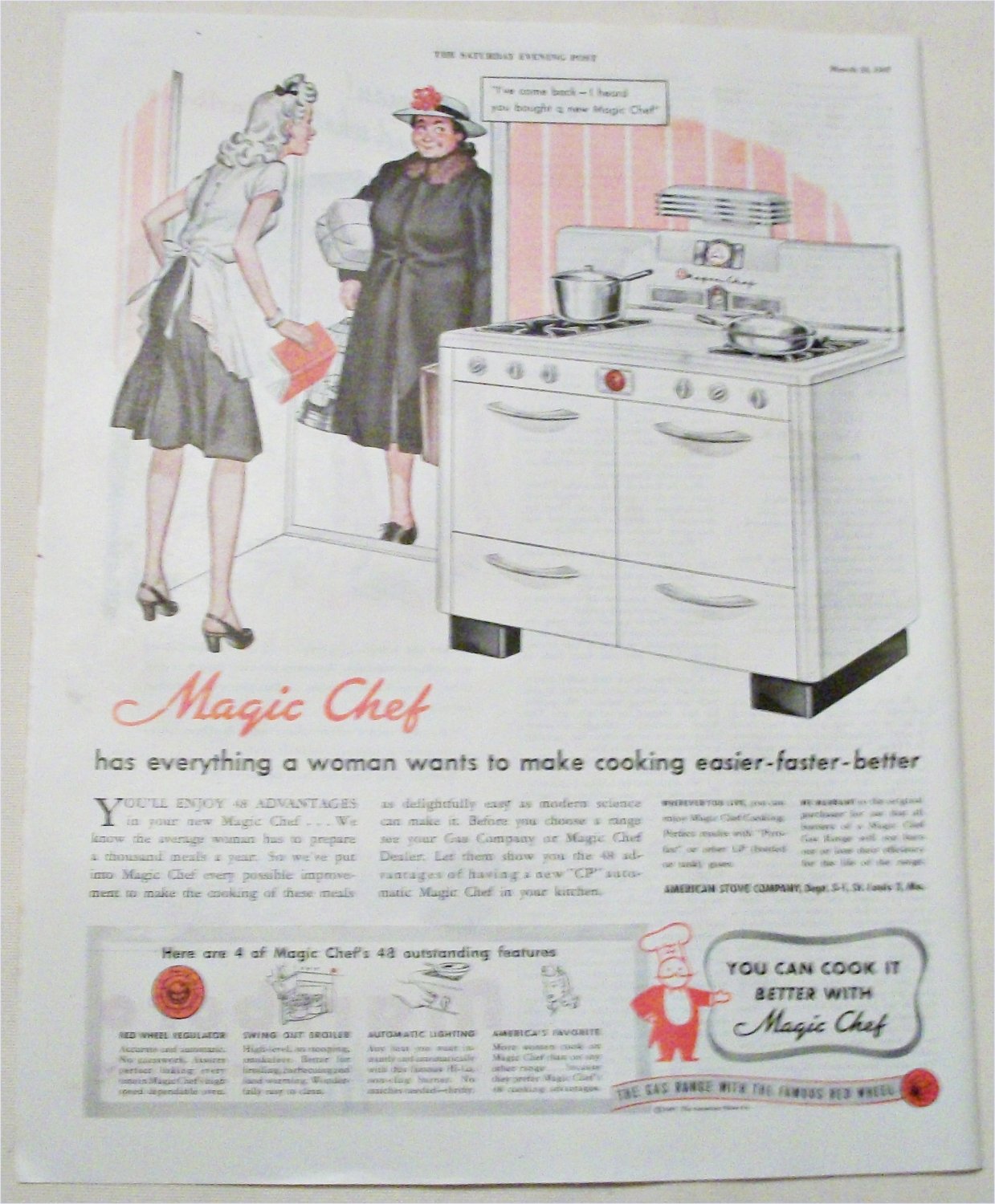 1947 Magic Chef Gas Range ad