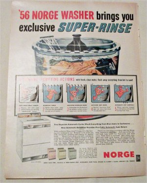 1956 Norge Super Rinse Washer ad