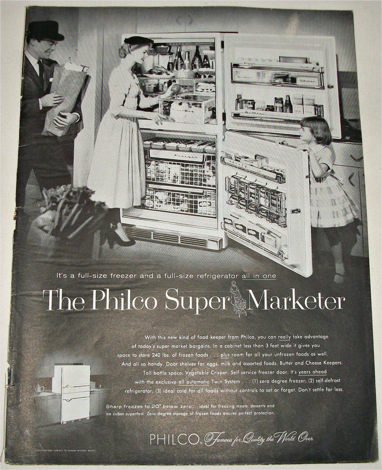 1956 Philco Super Marketer Refrigerator Ad