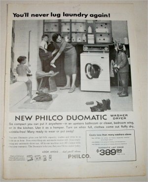 1959 Philco Duomatic Washer Dryer ad