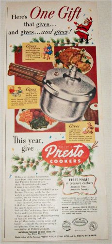 1951 Presto Cookers Christmas ad