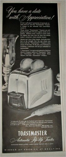 1951 Toastmaster Automatic Pop Up Toaster ad