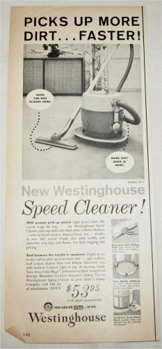 1957 Westinghouse Speed Cleaner Vacuum ad