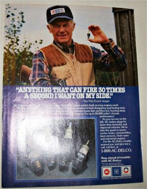 1987 AC Spark Plugs ad featuring Chuck Yeager