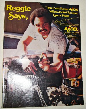 1978 Accel Spark Plugs ad featuring Reggie Jackson