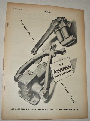 1955 Armstrong Shock Absorbers ad from the UK