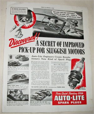 1939 Auto-Lite Spark Plugs ad
