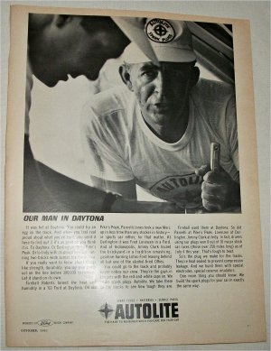 1963 Auto-Lite Our Man In Daytona Spark Plug ad