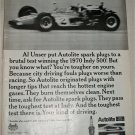 1970 Auto-Lite Spark Plugs ad featuring Al Unser