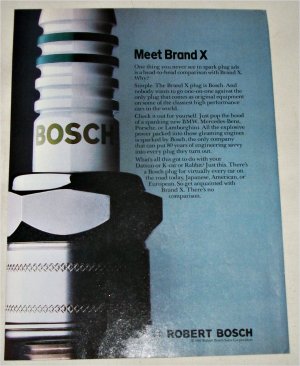 1982 Bosch Brand X Spark Plugs ad