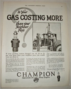 1925 Champion Spark Plugs ad