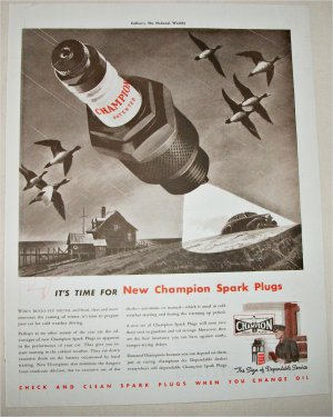 1938 Champion Spark Plugs ad