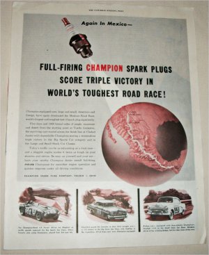 1955 Champion Spark Plugs Mexican Road Race ad