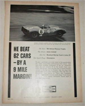 1963 Champion Spark Plugs ad featuring Innes Ireland