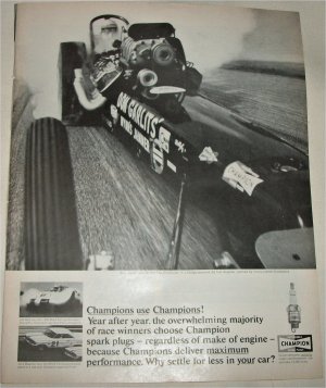 1965 Champion Spark Plugs ad featuring Don Garlits