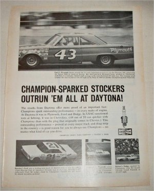 1966 Champion Spark Plugs ad featuring Richard Petty