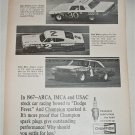1968 Champion Spark Plugs Dodge Fever ad