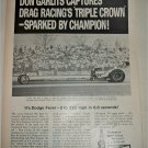 1968 Champion Spark Plugs ad featuring Don Garlits