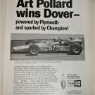 1969 Champion Spark Plugs ad featuring Art Pollard
