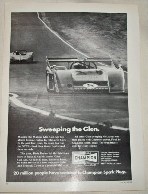 1972 Champion Spark Plugs Watkins Glenn ad