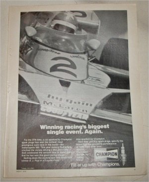 1976 Champion Spark Plugs Indianapolis 500 ad