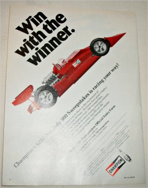 1978 Champion Spark Plugs Indy 500 Sweepstake ad