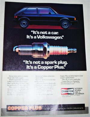 1984 Champion Spark Plugs Volkswagon ad