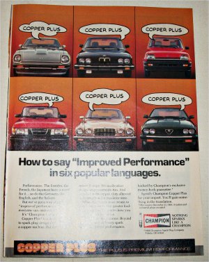 1984 Champion Spark Plugs Improved Performance ad