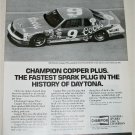 1985 Champion Copper Plus Spark Plugs ad featuring Bill Elliot