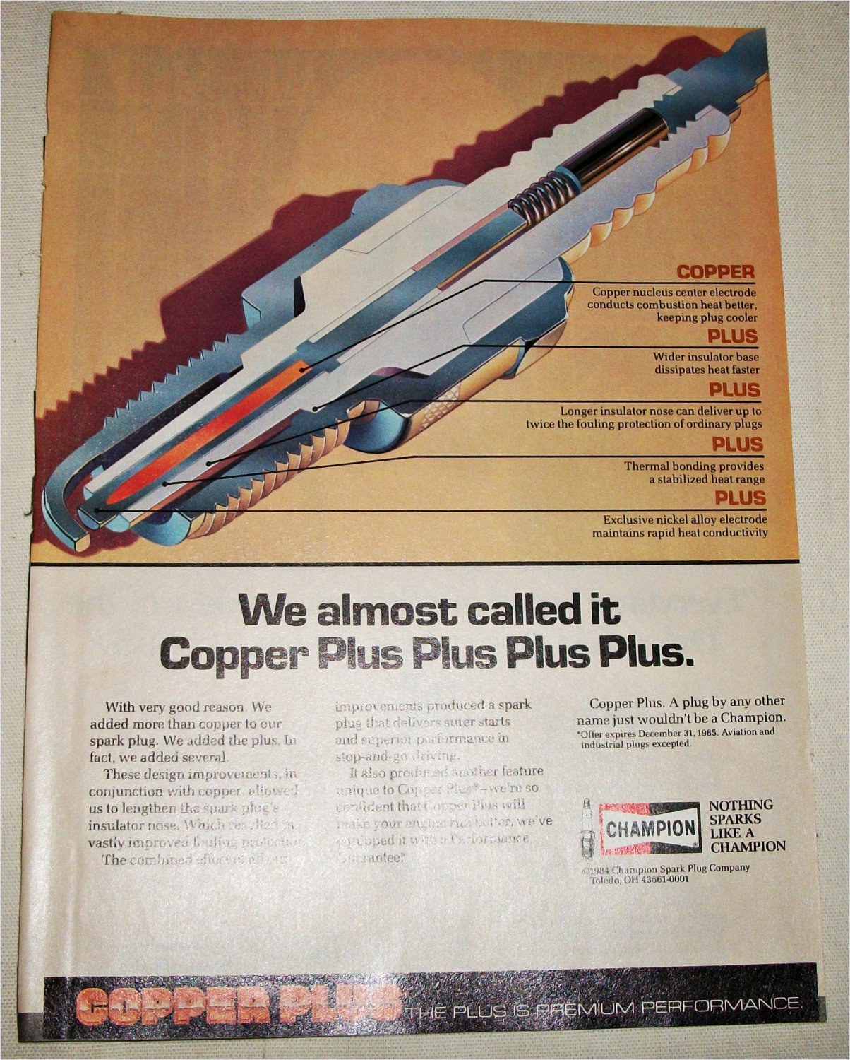 1985 Champion Copper Plus Spark Plugs ad #2