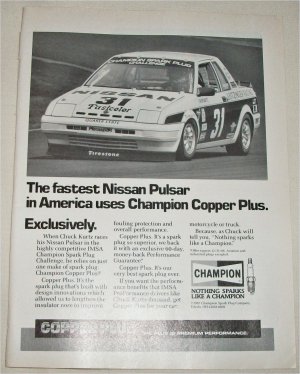 1985 Champion Copper Plus Spark Plugs Nisson Pulsar ad