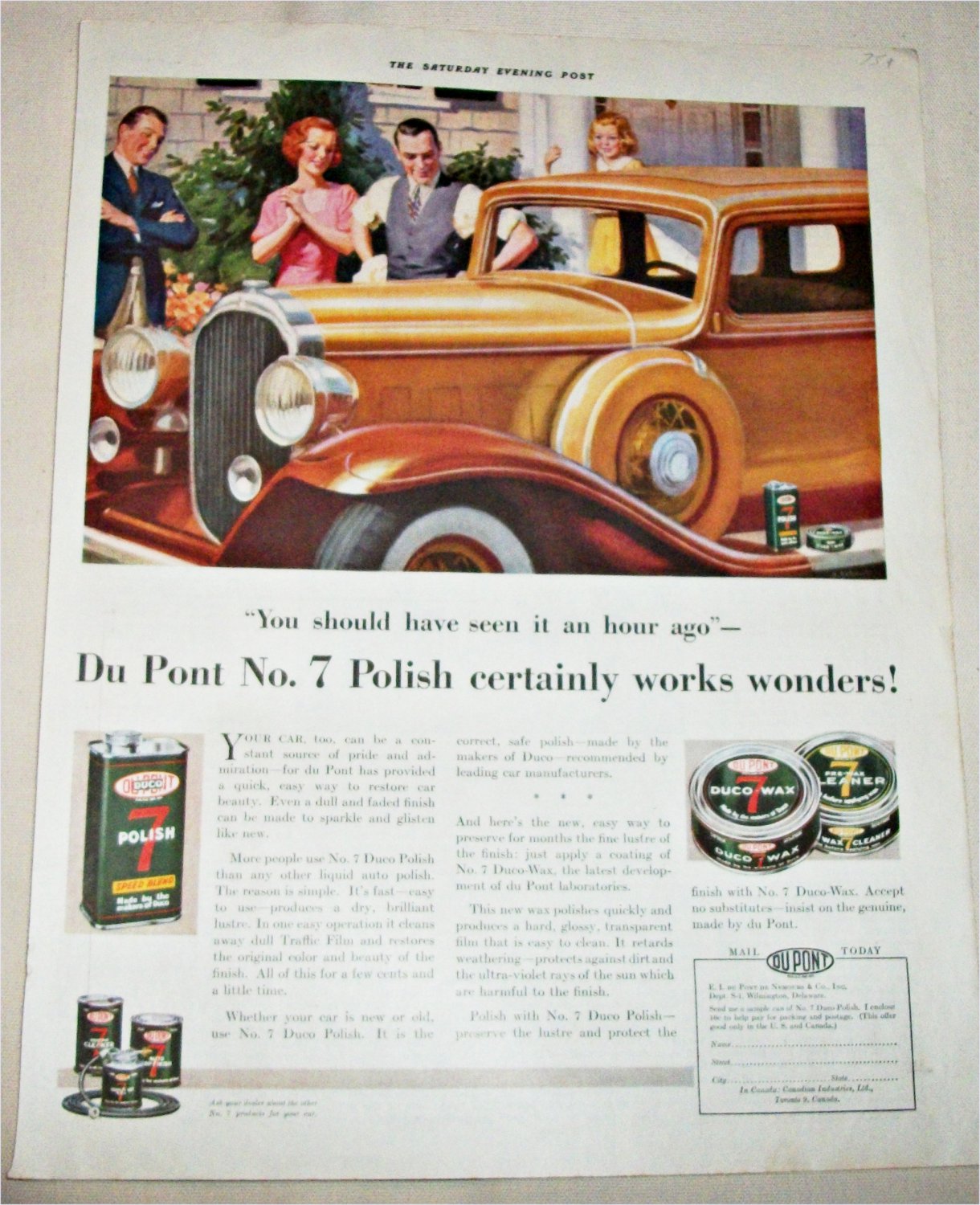 1923 Dupont No 7 Auto Polish ad