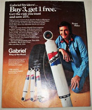 1976 Gabriel Shock Absorbers ad featuring Roger Miller