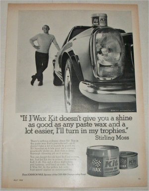 1968 J Wax ad featuring Stirling Moss