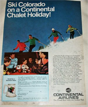 1970 Continental Airlines Ski Colorado ad