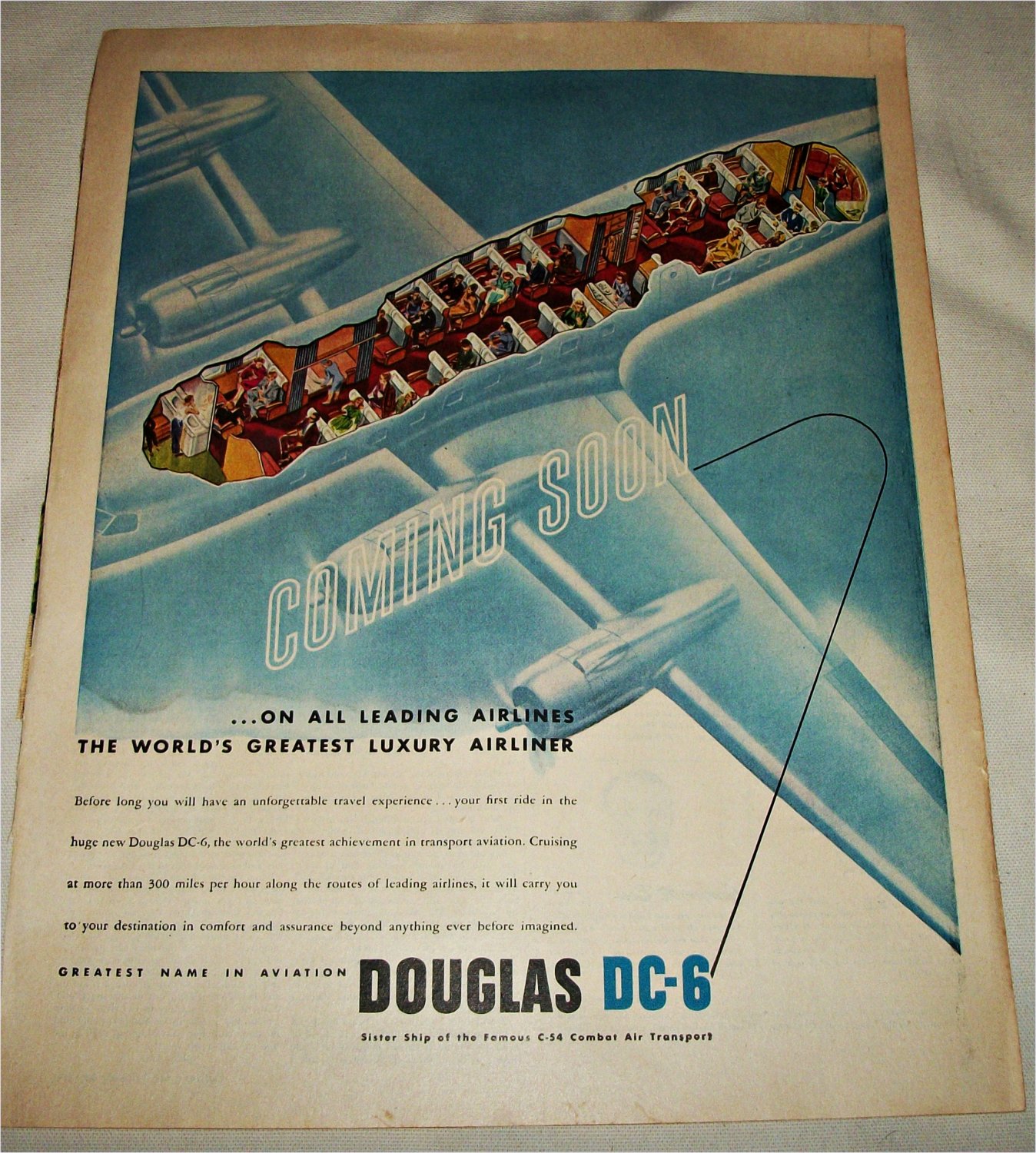 1946 Douglas DC-6 Aircraft ad