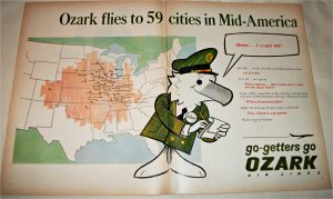 1968 Ozark Airlines 59 Cities ad