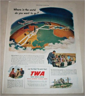 1949 TWA Airlines Where in the World ad