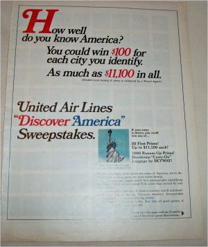 1967 United Airlines Sweepstakes ad